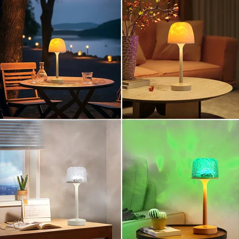 Lampe de Bureau LED Ambiance Onde d'Eau Lumière Romantique Projection Veilleuse Cadeau