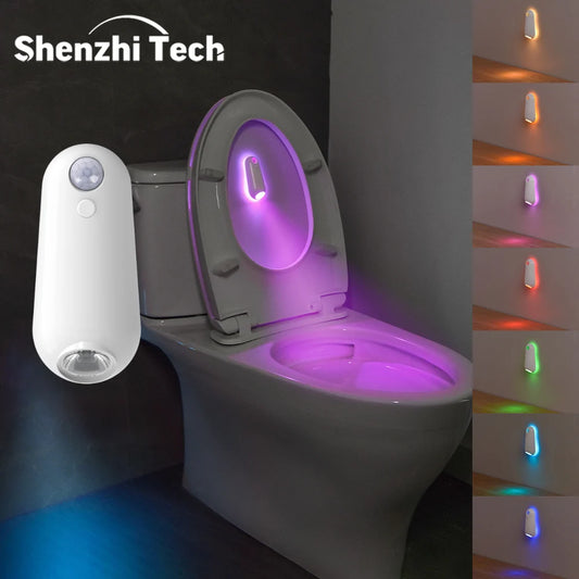Veilleuse à capteur de mouvement intelligent LED, lumières de siège de toilette, lampe rechargeable USB 8 couleurs pour couloir d'été WC Camping Home Decor